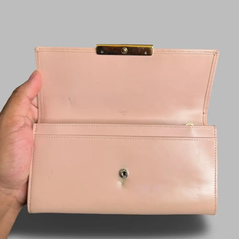 Cartier Love Collection Leather Continental Flap Long Wallet Pink